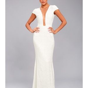 Michelle White Sequin Maxi Dress